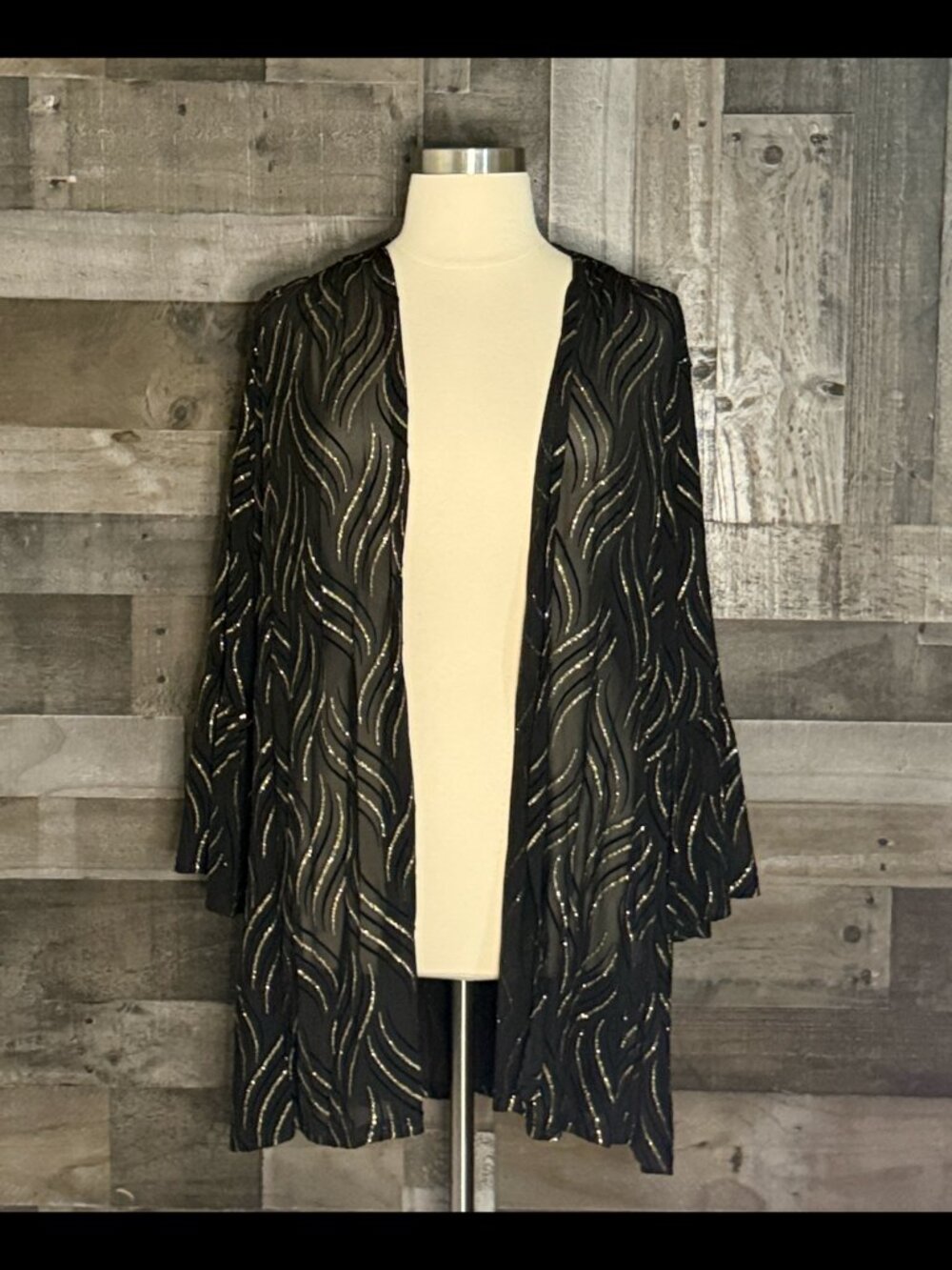 NWT! Avenue sheer black wrap size 26 velvet gold glam cocktail party formal